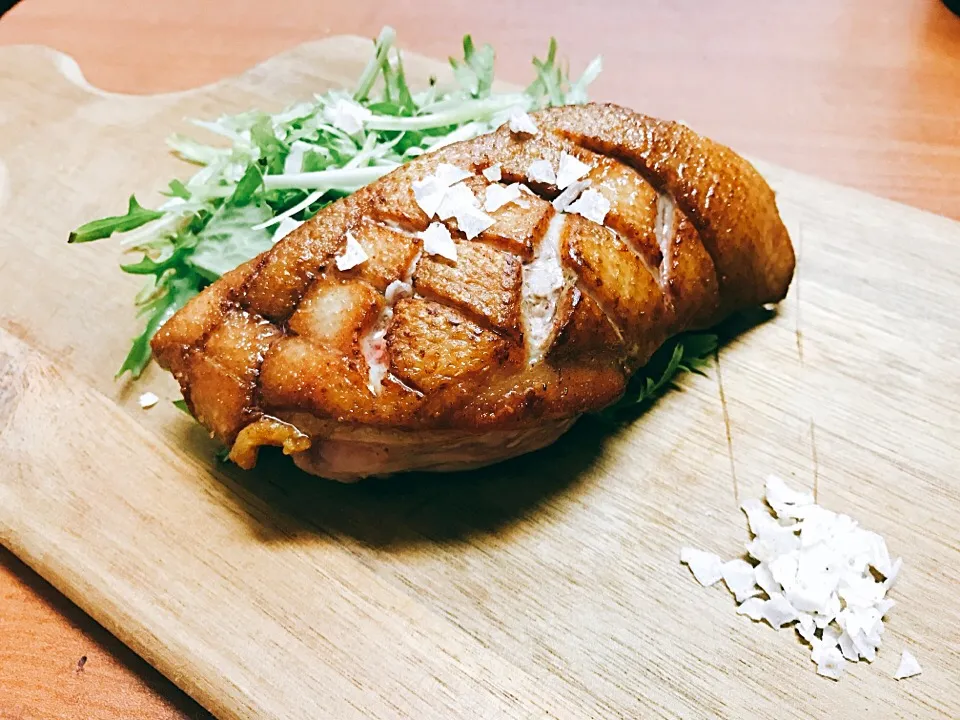 Pan fried #duckbreast with lemon salt flake and curly endive.|Peggy Chenさん