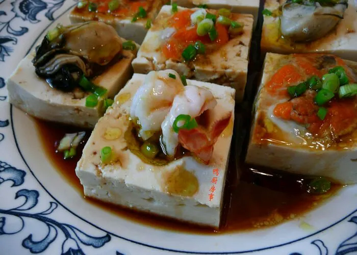 steamed tofu with prawn crab roe and oyster|steven z.y.さん