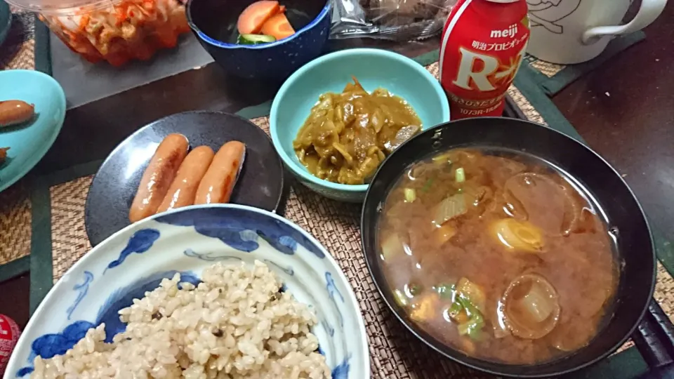 ウィンナソーセージ&ネギカレー&ネギの味噌汁|まぐろさん