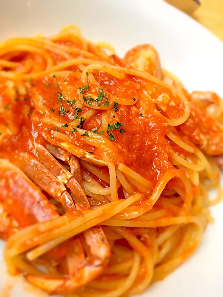 渡り蟹のトマトソースパスタ#イタリアン #トマトソース #ビタミン#渡り蟹|MIEKO 沼澤三永子さん