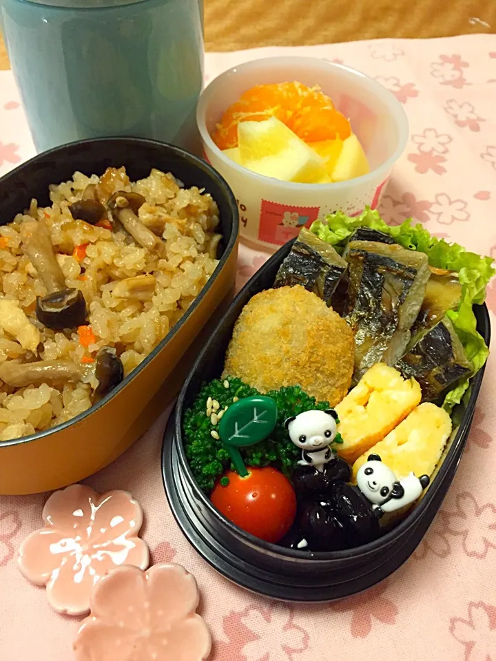 Snapdishの料理写真:炊き込みご飯弁当|Sakikoさん