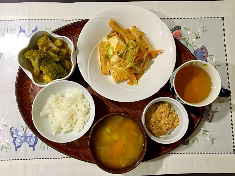 ベジ料理♡厚揚げの野菜炒めのご飯|みよさん