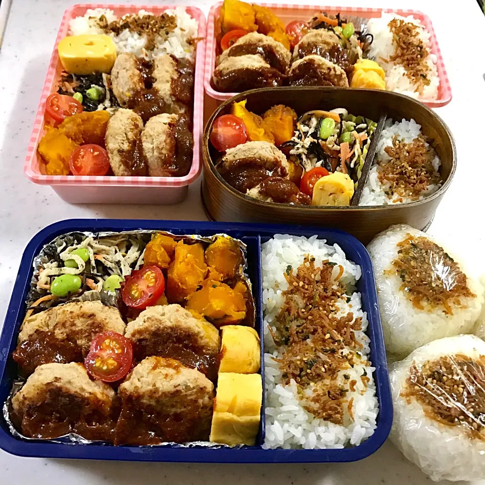 月曜日お弁当〜 4人ぶん👫👬|しーたけさん