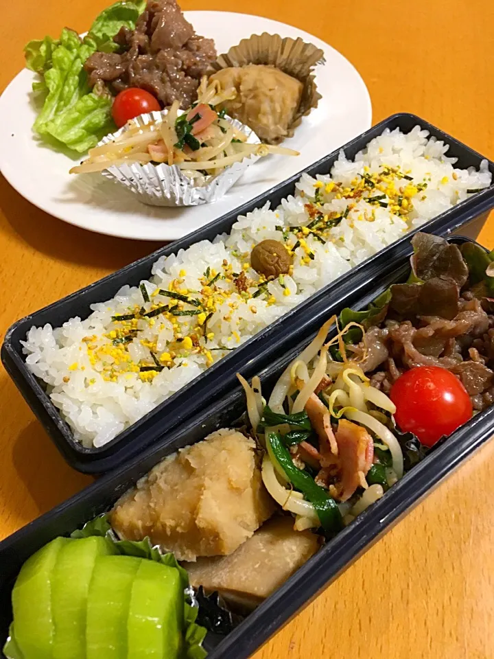 Snapdishの料理写真:父ちゃん弁当&次男ランチ☆2017.1.29.|kimikimiさん