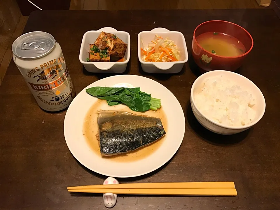 鯖が安かったので

＊鯖の煮付け
＊厚揚げ
＊ソムタム風サラダ
＊お味噌汁|ゆ吉さん