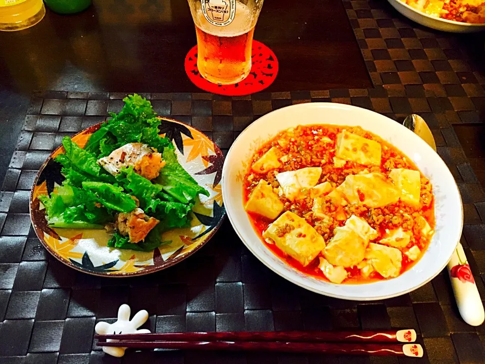 マーボー豆腐とざば缶サラダ|さぁやさん