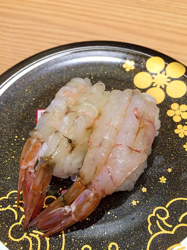 Snapdishの料理写真:金沢産 がすえびの握り@北陸金沢 まわる寿司 もりもり寿司|Kazuya Miyukiさん