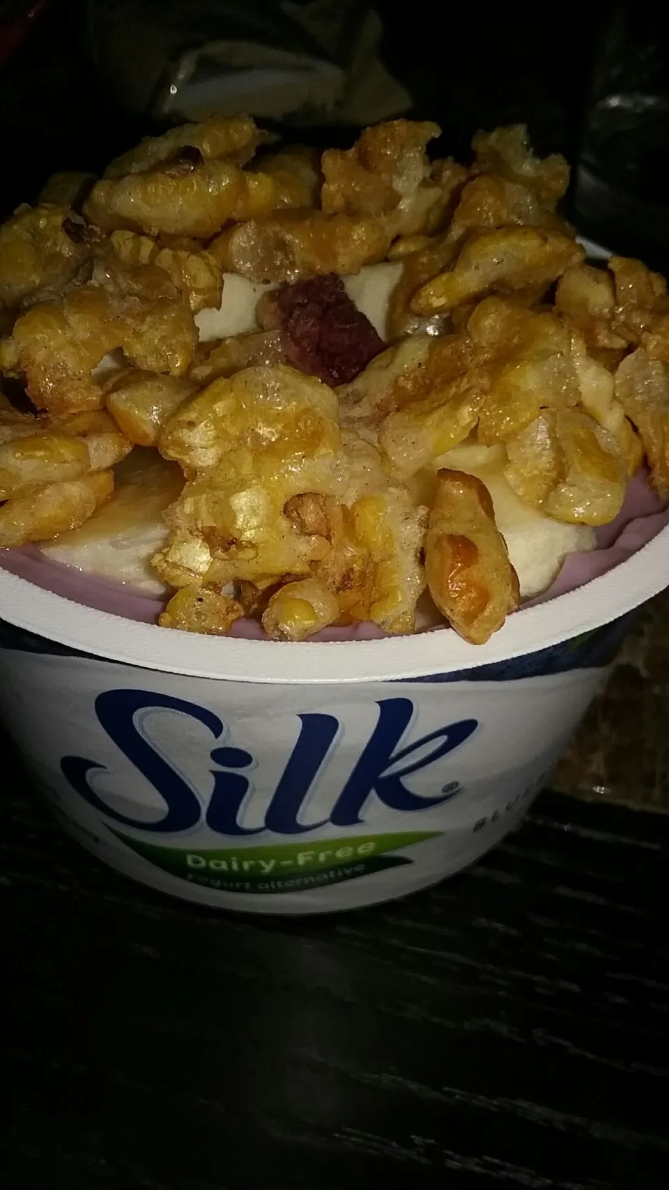 silk bb yogurt with banana and Kashi indigo morning cereal.|Polly Gelfusoさん