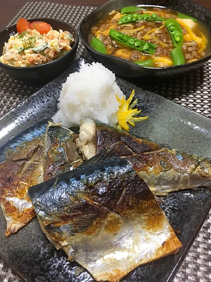 鯖の塩焼き
あんかけ豆腐
明太子入りポテサラ|みっきーさん