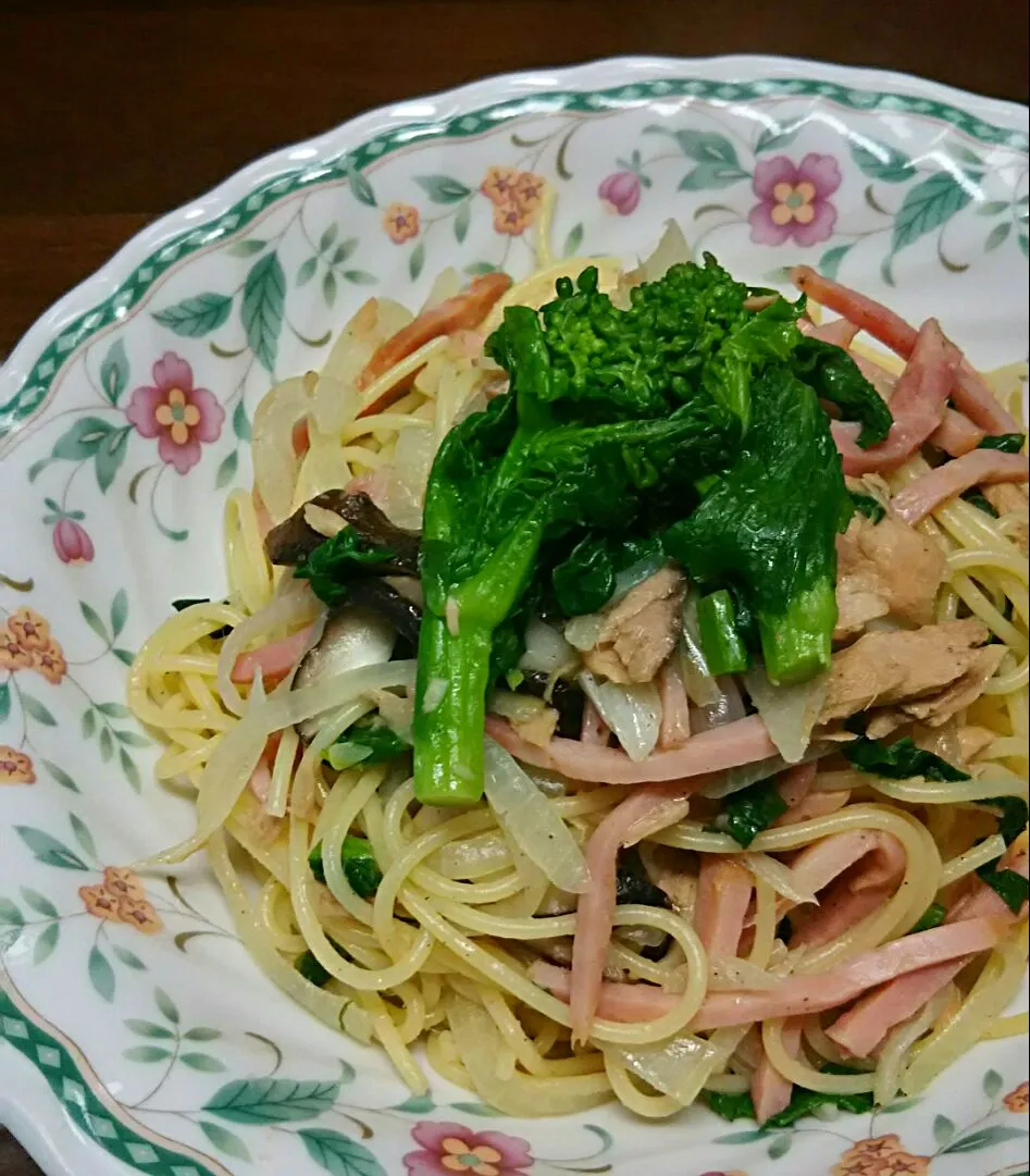 菜の花の春色スパゲティー|あらいぐまのしっぽさん