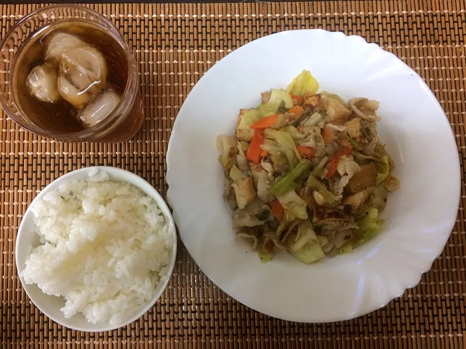 豚肉ネギ塩炒めご飯|ばーさんさん