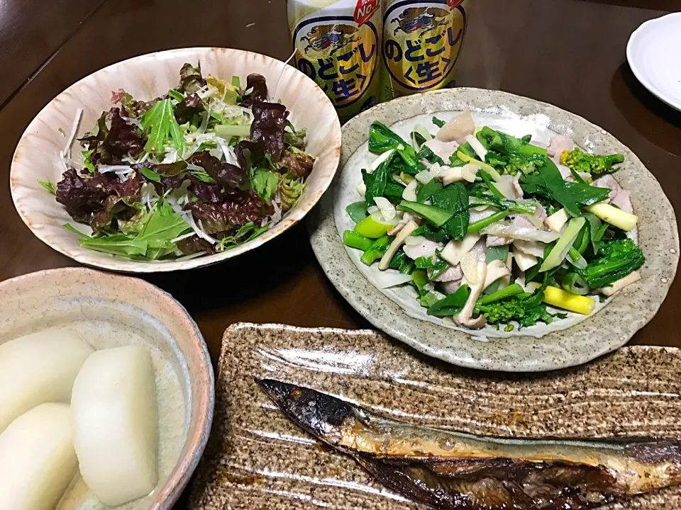 2017.2.2 豚バラ肉と菜花の柚子胡椒炒め🍻🍻🍻|ゆみずさん