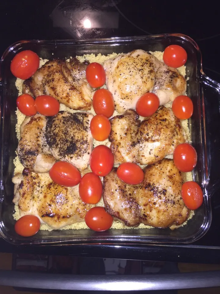 Snapdishの料理写真:Dinner-Chicken-Couscous Bake with Capers & Tomatoes|Richard Thompsonさん