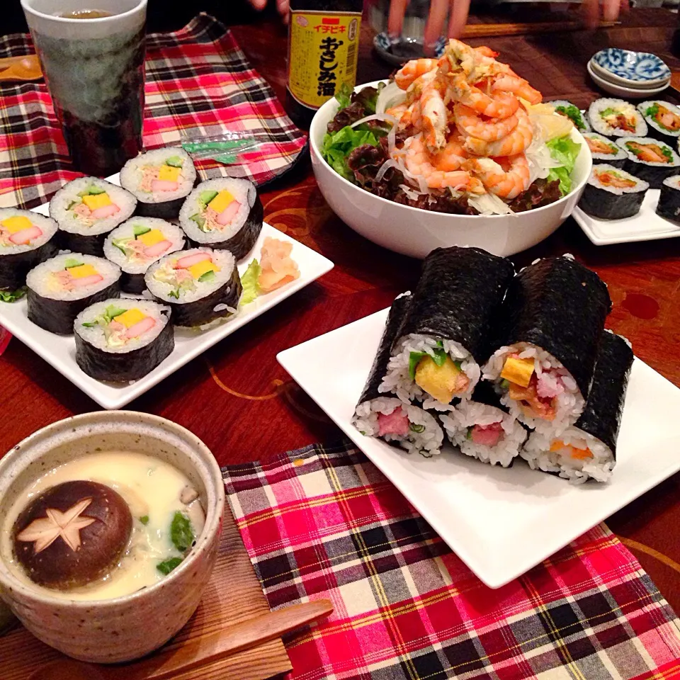 恵方巻きの晩御飯(๑´ڡ`๑)|ちゃたままさん