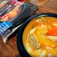 レンジで簡単‼︎シリーズ、うま辛❗️魚介のうまみスンドゥブ（牡蠣トッピング）|おかっぴーさん