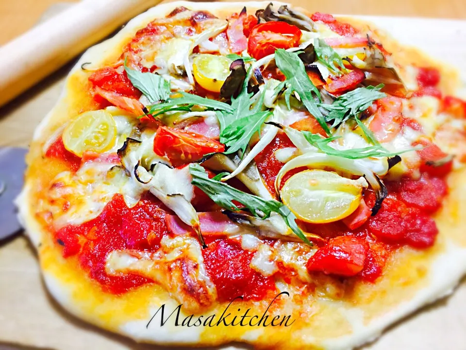 Bacon&mushrooms pizza|Masakiさん