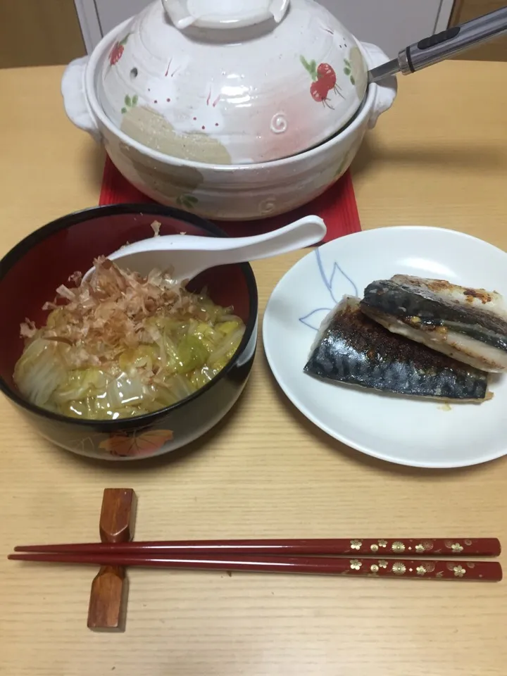 白菜丼とさば麹焼き|aquamarineさん