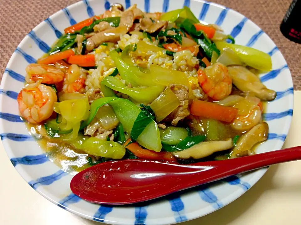 我が家の晩ごはん～五目あんかけチャーハン|vege食堂さん