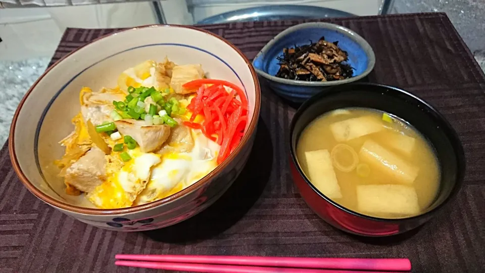 2017-02-05昼❤親子丼、ひじき|一人暮らしごはん🍴さん