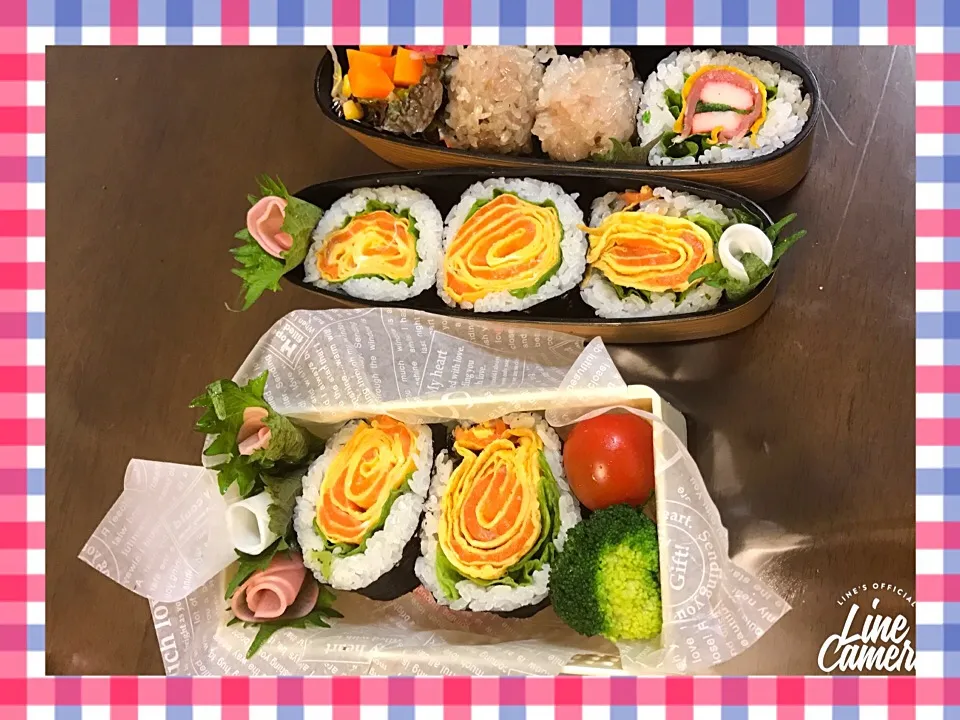 今日の2人のお弁当🍱 サーモンと卵のお花の巻き寿司 ( レシピ ) - お砂糖味醂なし生活！ほっこりおうちごはん - Yahoo!ブログ|とんちんさん