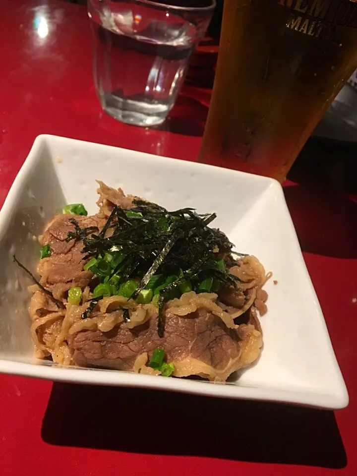 目黒山下本気うどん 牛皿でカンパーイ🍺|moririyyyさん