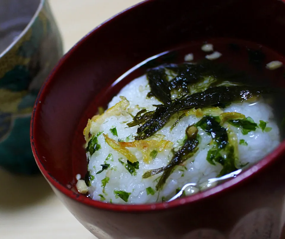 冷や飯で ゆず茶漬け 四万十の 海苔と！|sayakaさん