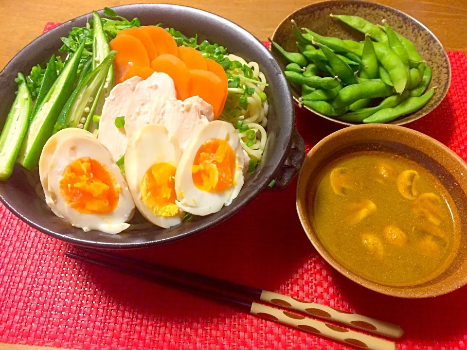 味玉カレーつけ麺。枝豆|ゆっちこさん