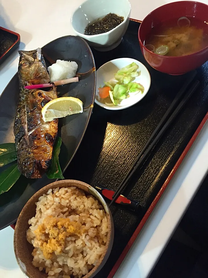 友福丸  金華さば塩焼き  うにご飯|sanmarzanoさん