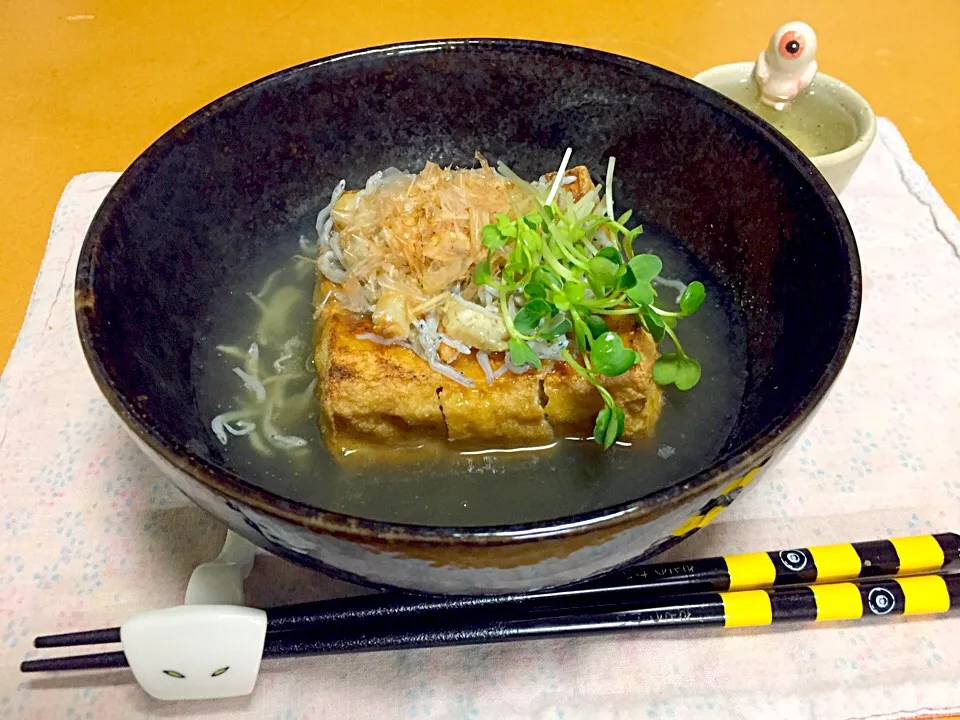 ジャコと干しエビの餡掛け焼き厚揚げ!  (^-^)|Kei Satoさん