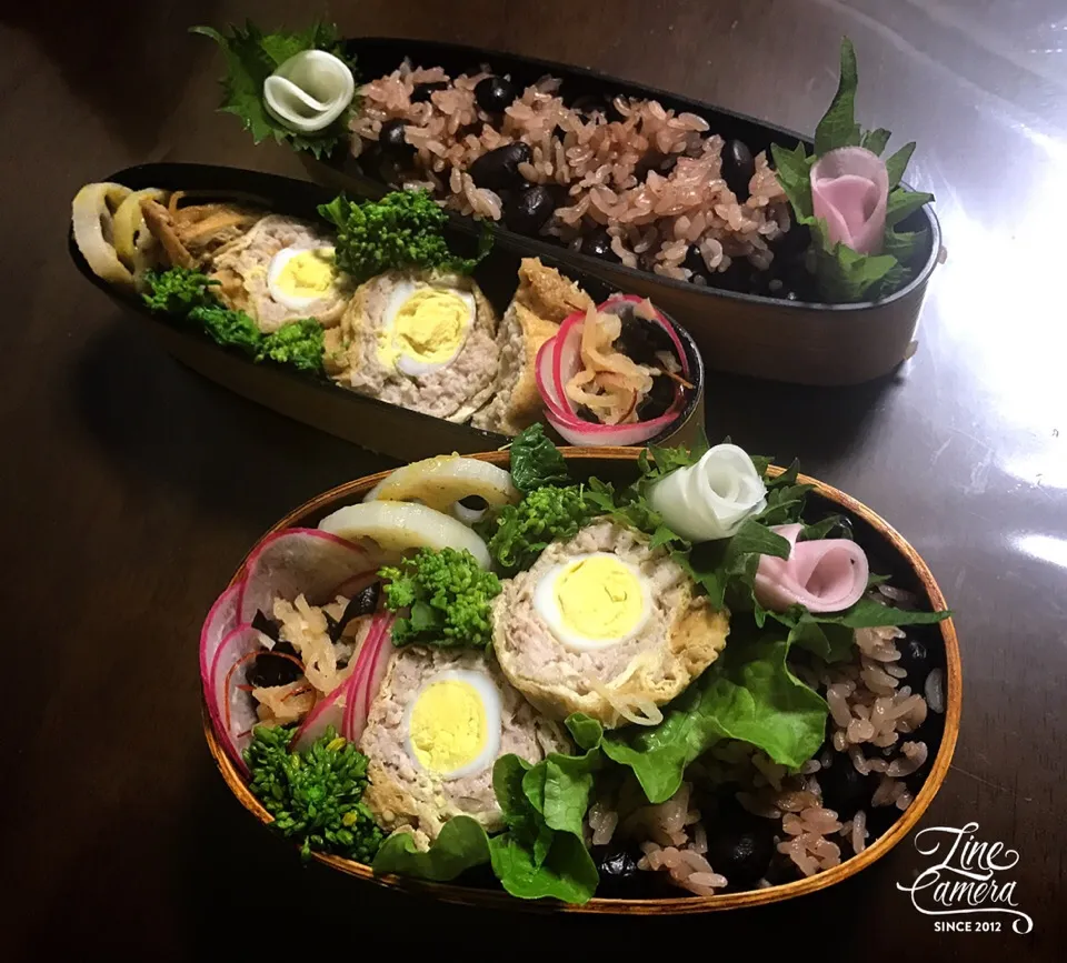 今日の2人のお弁当🍱 油揚げでスコッチエッグ(*´∀`)♪|とんちんさん