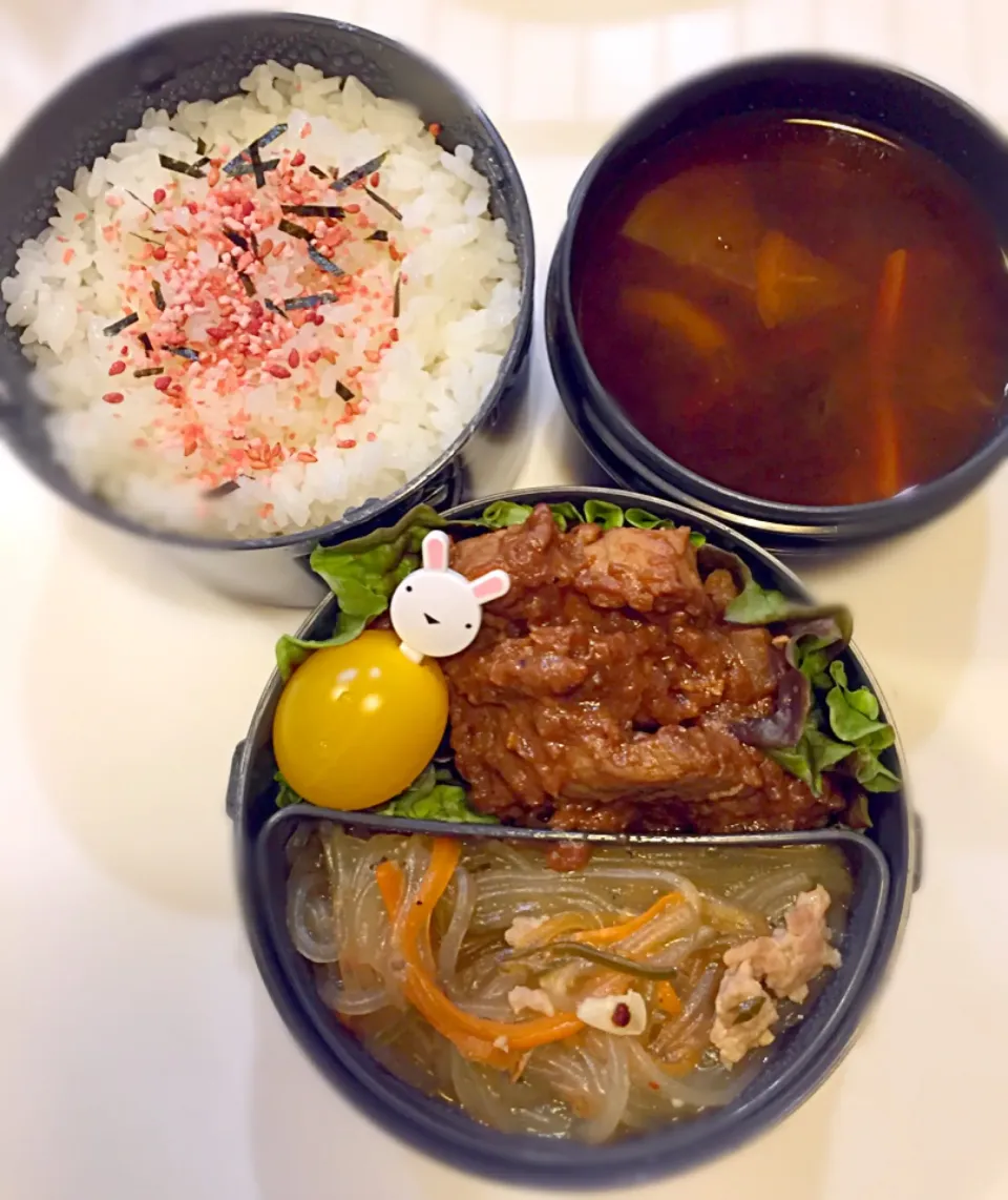 #ポークソテー弁当 #麻婆春雨 #赤だし|アンジーさん