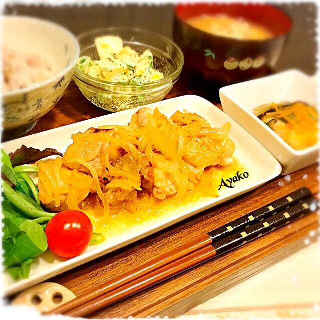 鶏の生姜焼き定食|亜矢子さん