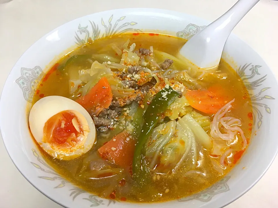 高1次男坊のお夕飯“白滝味噌ラーメン”♫|まめりんさん