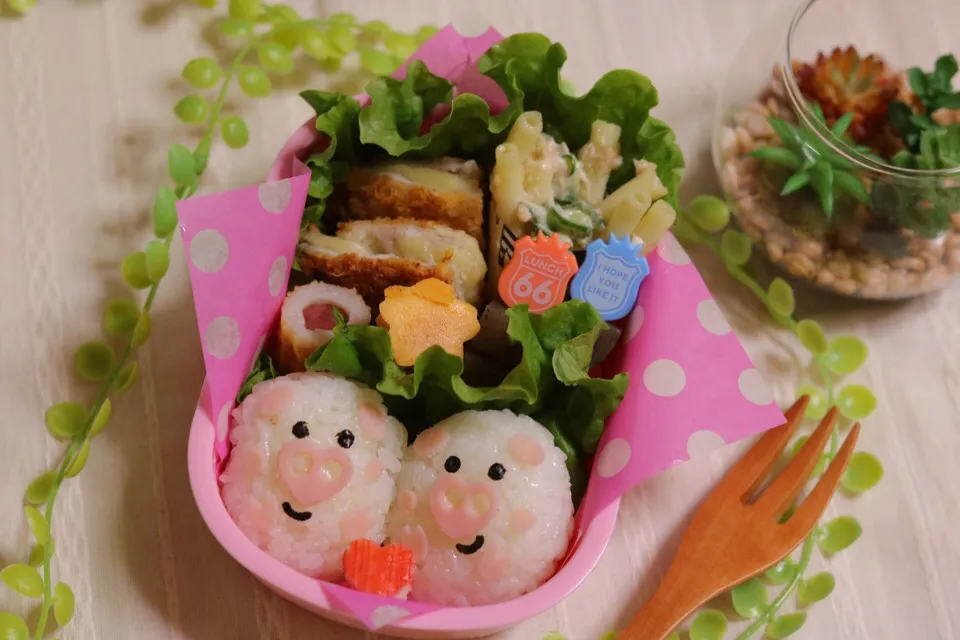 お鼻がハート♥️のブタさん弁当|ertmkさん