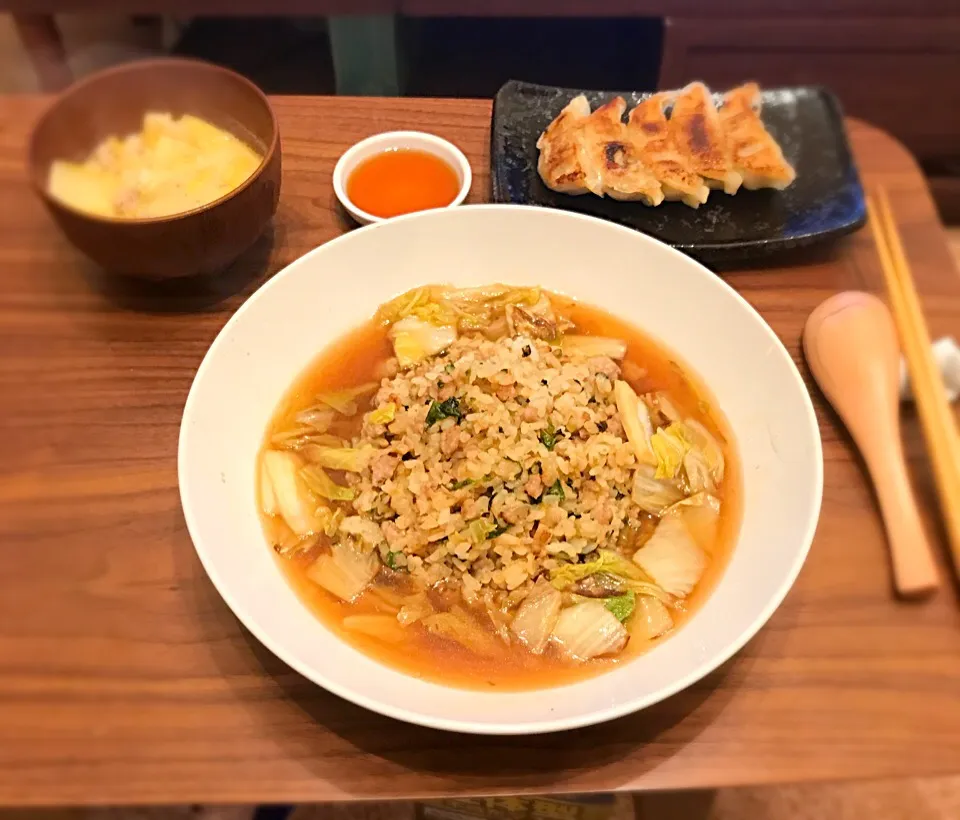 ＊あんかけチャーハン＊白菜のミルクスープ＊餃子#白菜#旬の野菜|みじんこさん