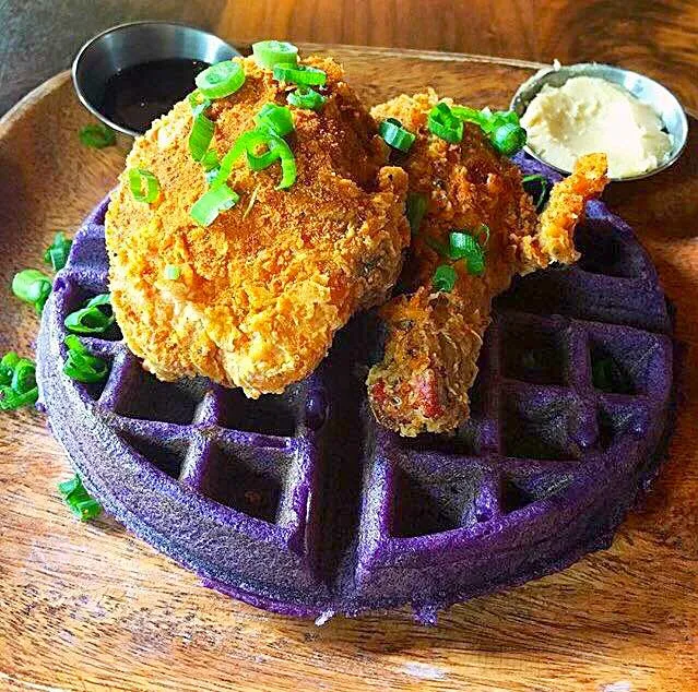 Chicken and Purple Yam "Ube" Waffles|🌺IAnneさん