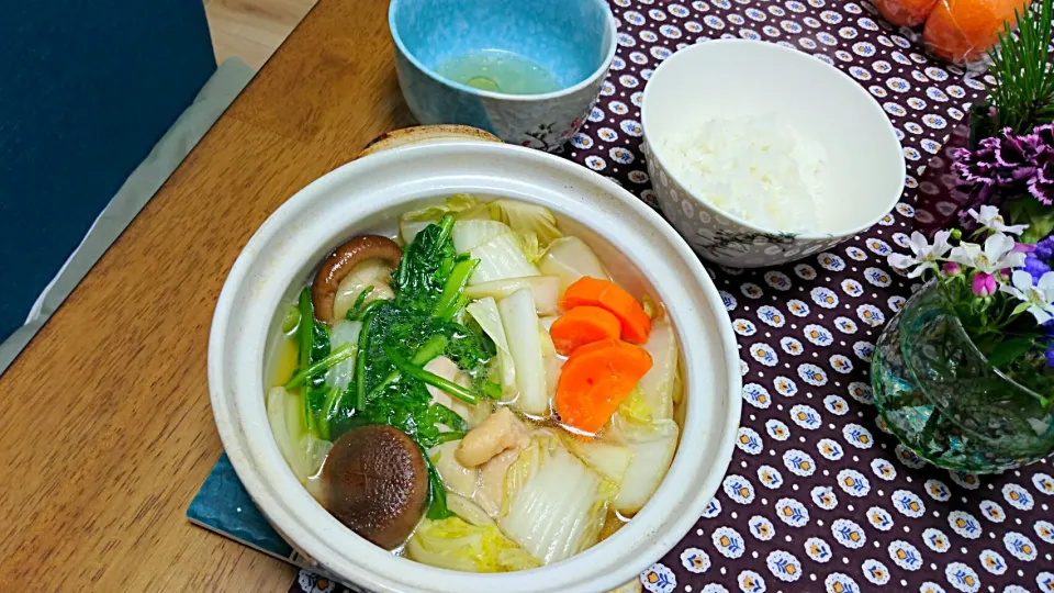 塩鶏鍋 胡麻油だれで|わこさん