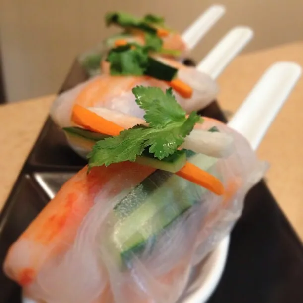 Snapdishの料理写真:Surimi Crab in Rice Paper Wrapped with chili garlic vinaigratte|Joha Hassanさん