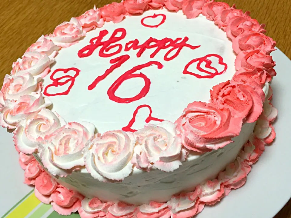 Snapdishの料理写真:16th 結婚記念日💕ケーキ                                              by Mitty|ホッシーさん