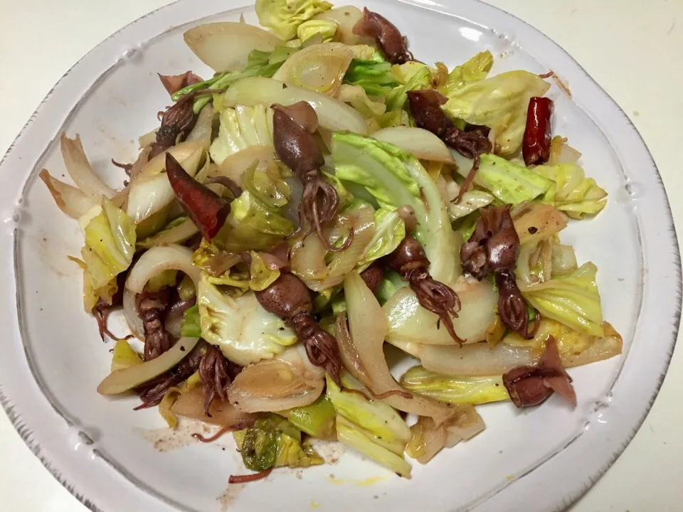 Snapdishの料理写真:野菜とホタルいかのピリ辛炒め|utayataさん