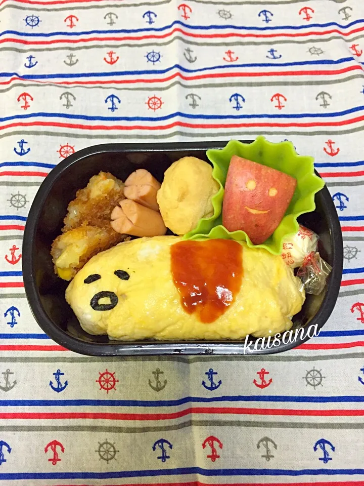 Snapdishの料理写真:ぐでたまのオムライス弁当♡  2016.12.6

#幼稚園 #年少 #キャラ弁 #ぐでたま #オムライス|カイサナママさん