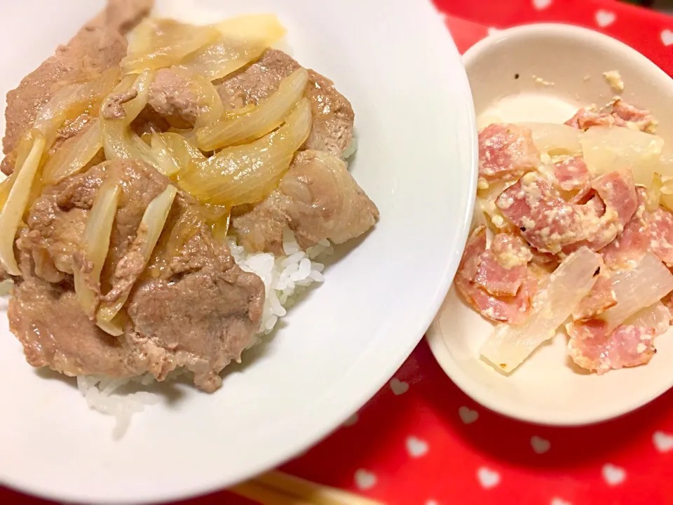 豚丼と新玉ねぎのマヨ和え♪|ゆーきゃんさん