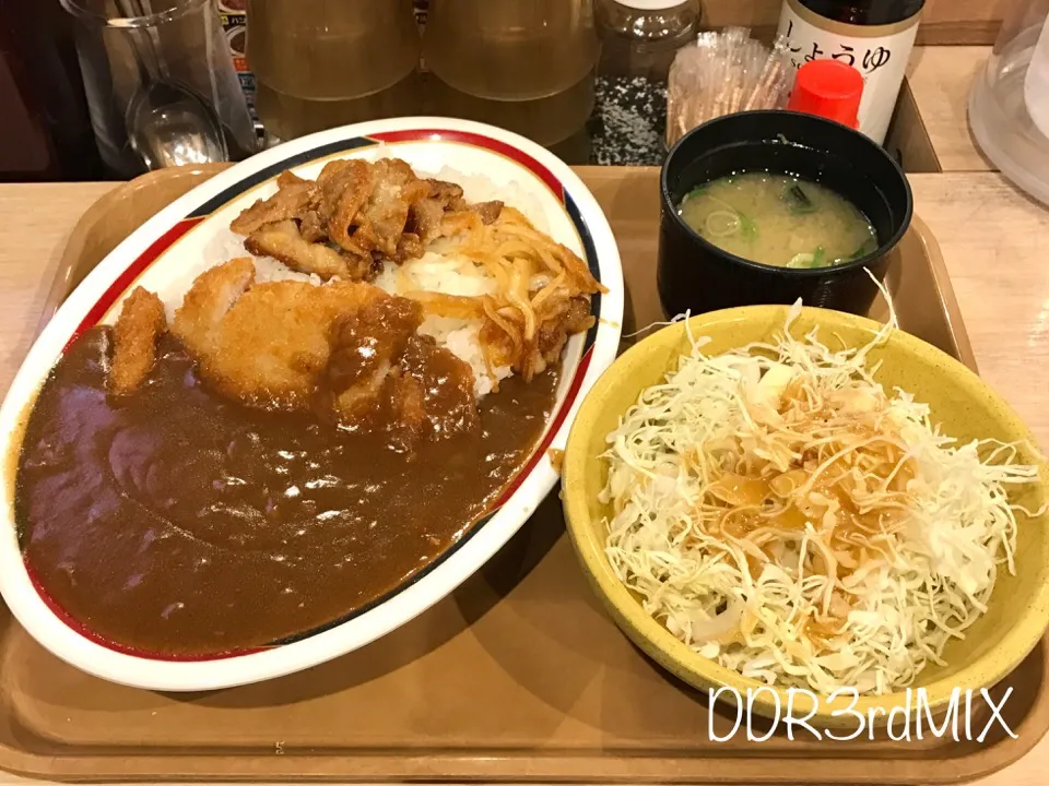 Snapdishの料理写真:クイックレストラン Sガスト門前仲町店で豚かつカレー＆豚スタミナ焼き丼 ご飯大盛 ルー1.5倍！|ddr3rdmixさん