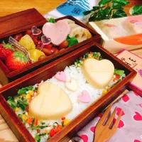 Snapdishの料理写真:バレンタインデー本命弁当😍💓（ＪＫ娘の お弁当）不室屋さんの 宝の麩 バレンタイン ハート麩が可愛すぎる😍大好きな蓮根はシンプルに 金沢大地さんの 味わい深い 奥能登海水塩で塩焼きに👍✔️金時豆の甘煮✔️スイートポテト✔️いちご＊＊＊甘めのお弁当＊＊＊#お弁当#バレンタイン#バレンタイン弁当#野菜#蓮根#ＪＫ弁当|３７８８さん