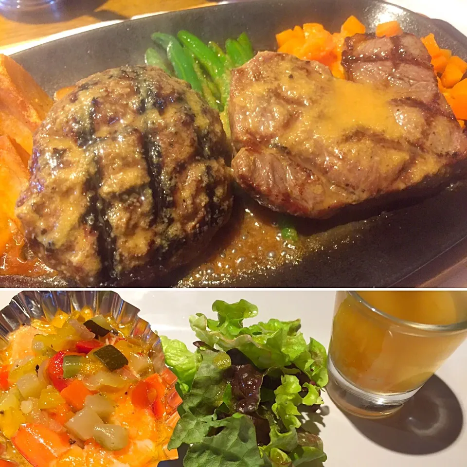 ハンバーグステーキとサーロインステーキの贅沢ランチ🍖|buhizouさん