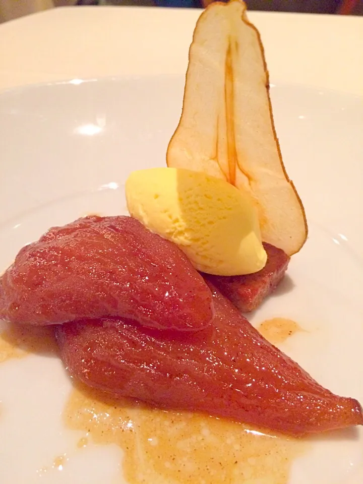 Roasted pears w saffron ice cream @ CIA American Bounty 2/14/17|Morcone Girlsさん