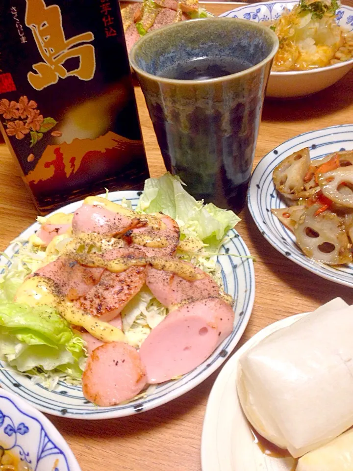 Snapdishの料理写真:魚肉ソーセージ炒め  キンピラレンコン|SUN.yokotanさん