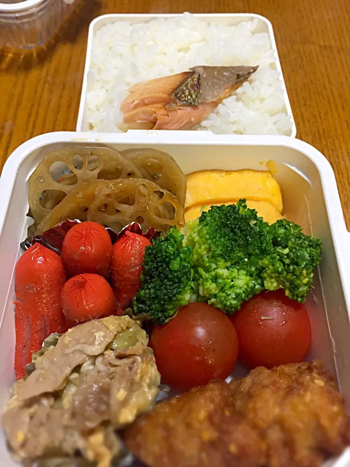 2月16日 レンコンキンピラ･唐揚げ･タコさんウインナ弁当🐙|かよっぺさん