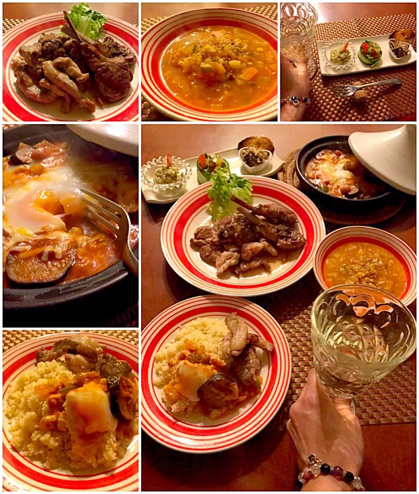 Tonight Amigo's Moroccan Dinner🍴ﾓﾛｯｺﾅｲﾄ🌝前菜･ﾊﾘﾗｽｰﾌﾟ･ｼｬｸｼｭｰｶ･ﾓﾛｯｶﾝﾗﾑｽﾃｰｷ･ｸｽｸｽ|🌈Ami🍻さん