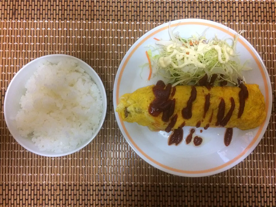 ミンツオムレツご飯|ばーさんさん